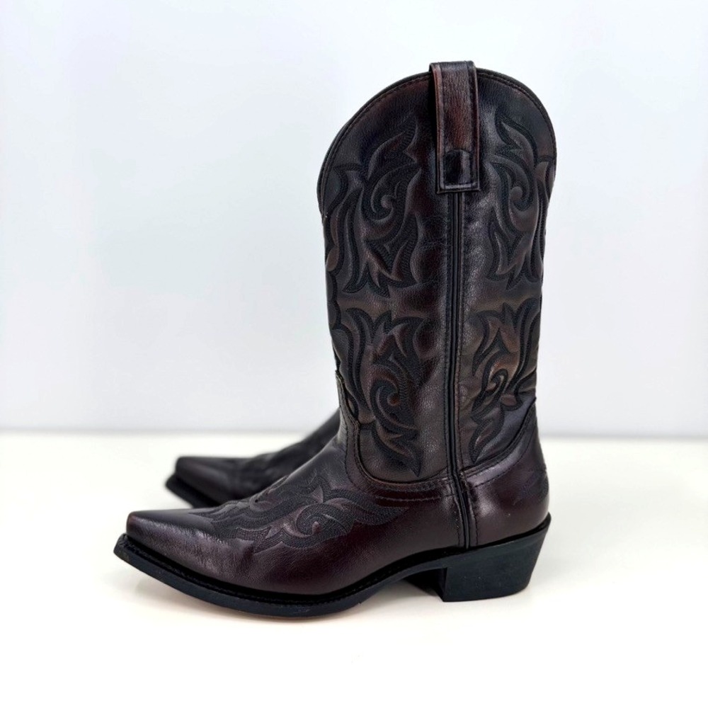 Laredo Mens Hawk Scroll Tooled Snip Toe Cowboy Mid Calf Boots 6862 Size 8.5 D